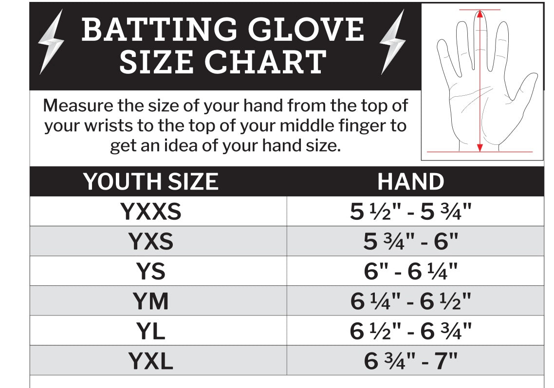 Bader Series Long Cuff Batting Gloves Size Youth Large