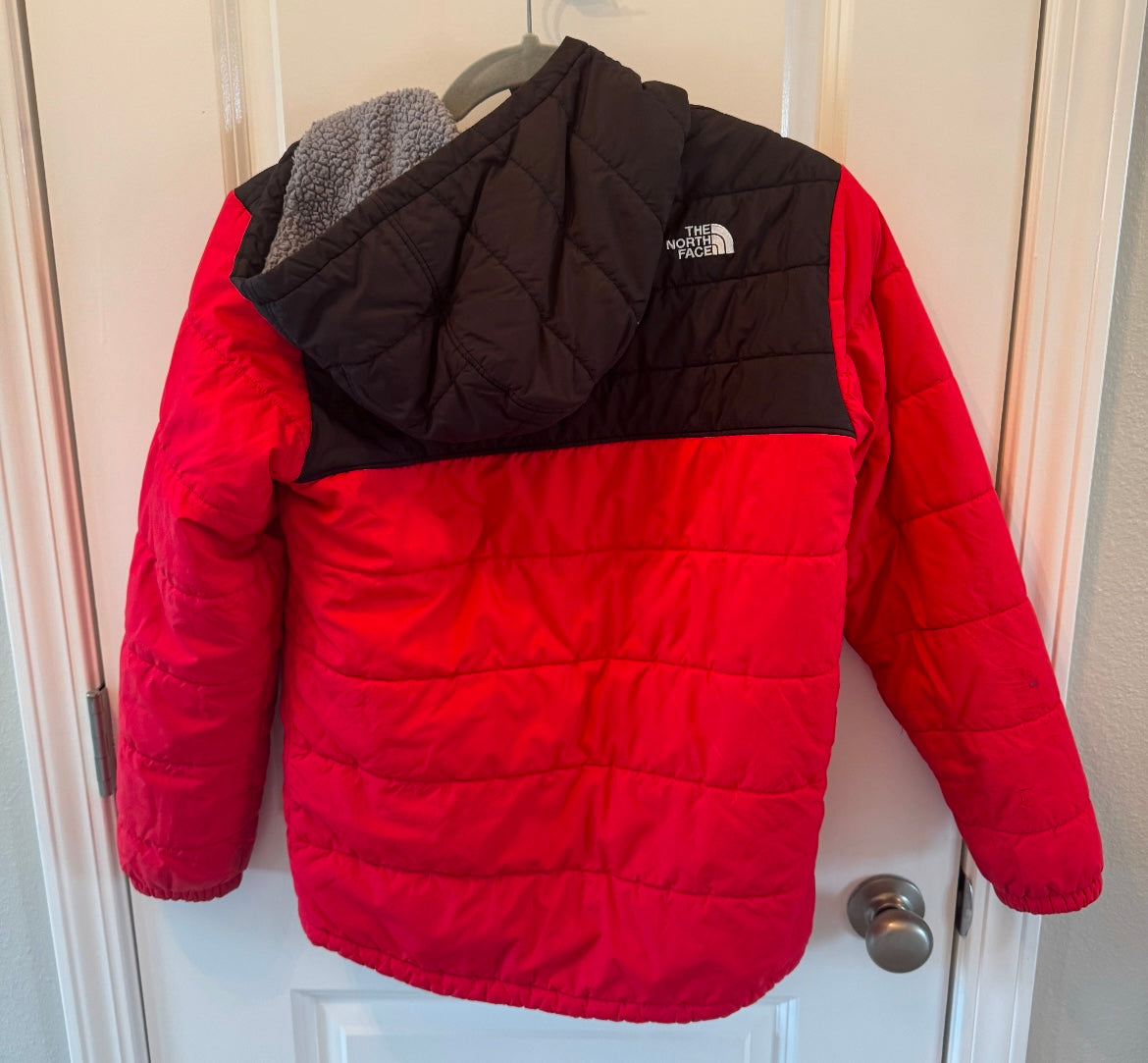 The North Face Full Zip Quilted Hooded Jacket Youth Boys Size Large Red