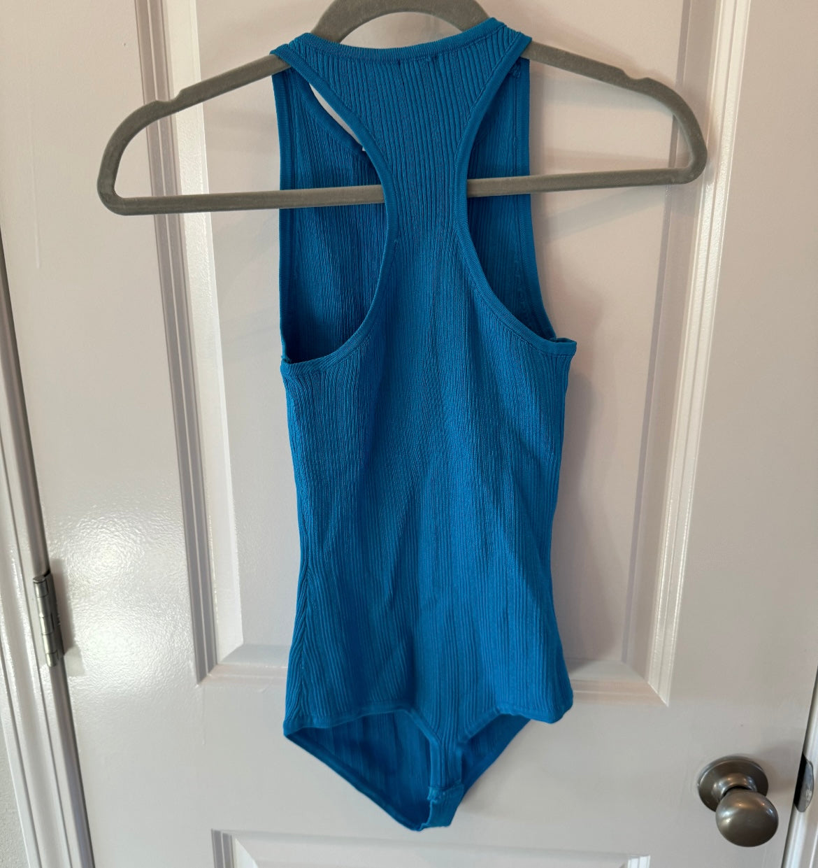High Neck Racer Back Ribbed Bodysuit Women’s M/L Teal NWT