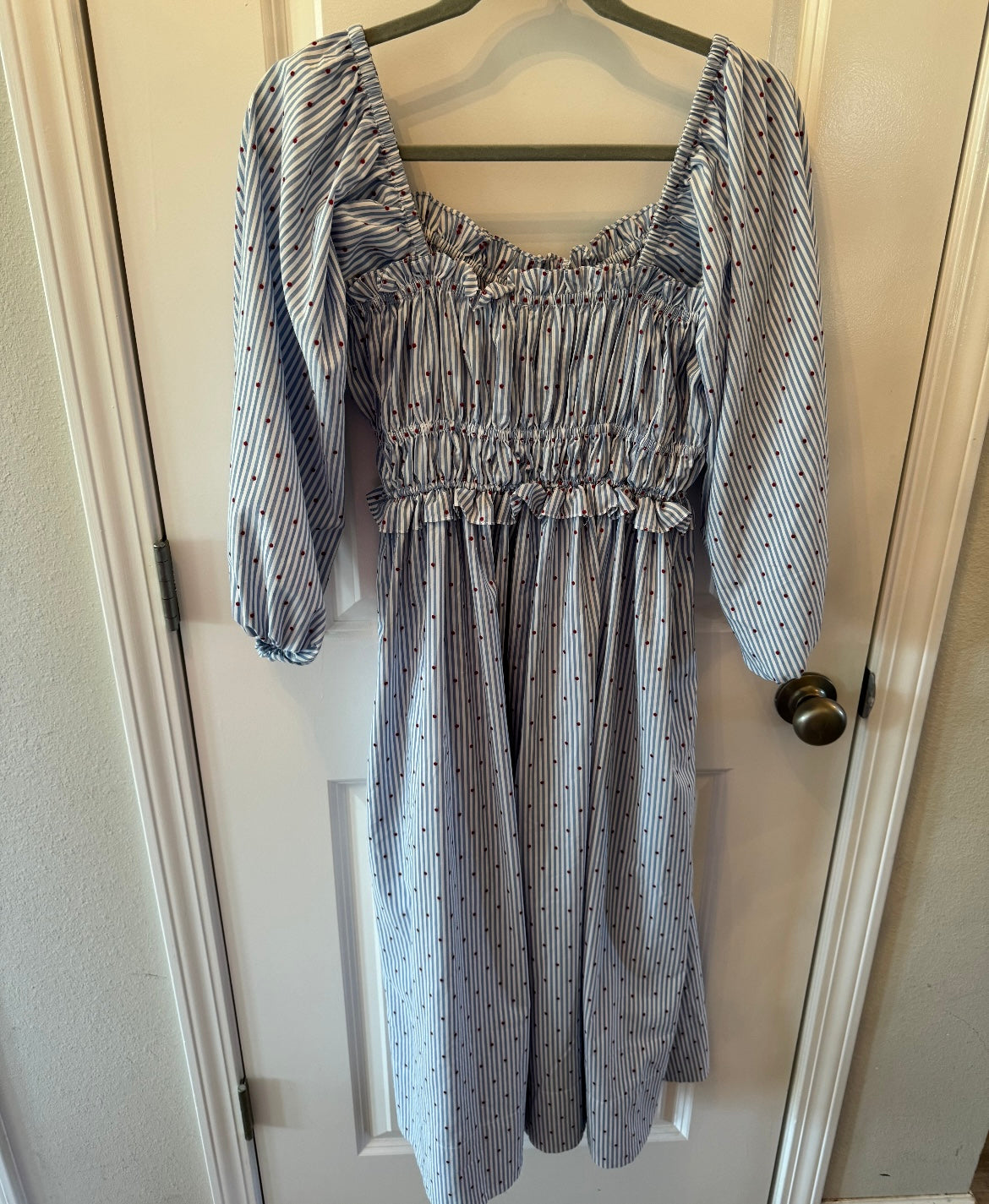 Anthropologie Maeve Stripe Midi Dress w Pockets Women’s Medium Blue