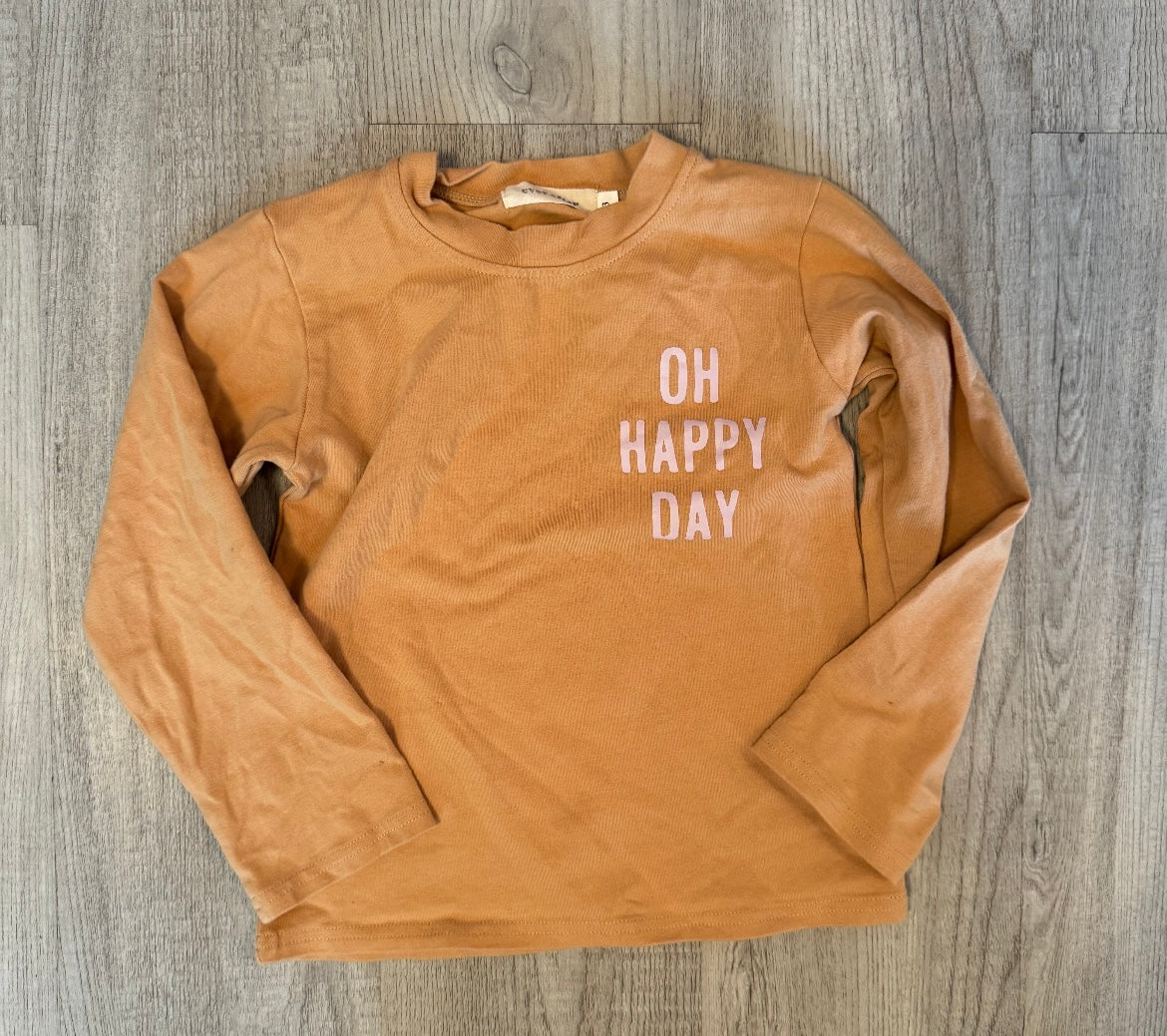 Ever After Oh Happy Day Graphic Tee Long Sleeve Toddler Girl Size 2-3 Years Burnt Orange