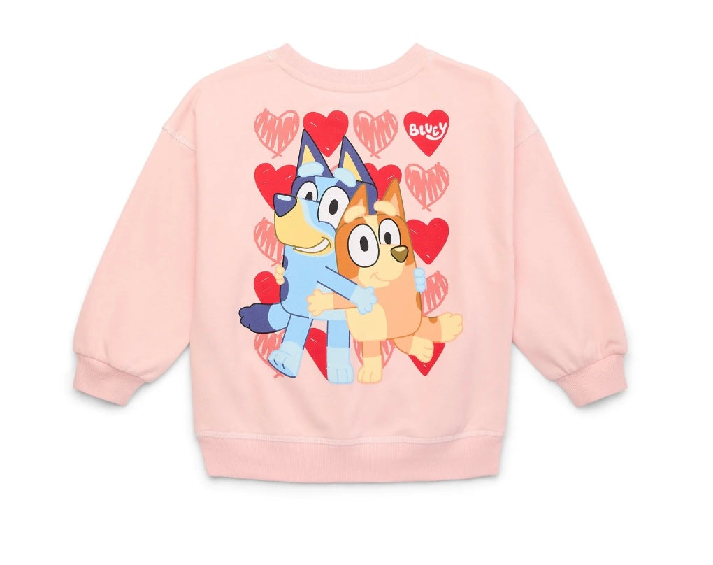 Bluey Valentine Sweatshirt Toddler Size 4T Strawberry