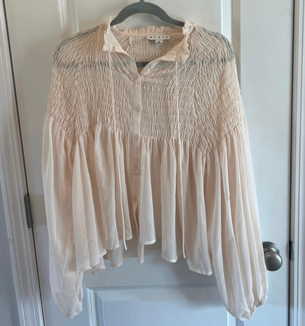 HYFVE Smock Peasant Top Women’s Size Medium 8-10 Cream