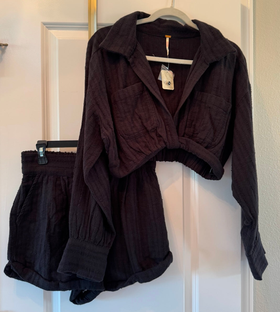 Free People Stay Cool Cotton Matching Set Women’s Small Black NWT