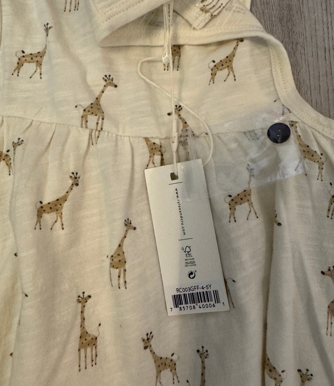 Rylee + Cru Layla Giraffe Toddler Girl Cotton Matching Set Ivory NWT