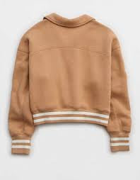 Offline By Aerie Cloud Fleece Polo Sweatshirt Women’s Large Beach Dune
