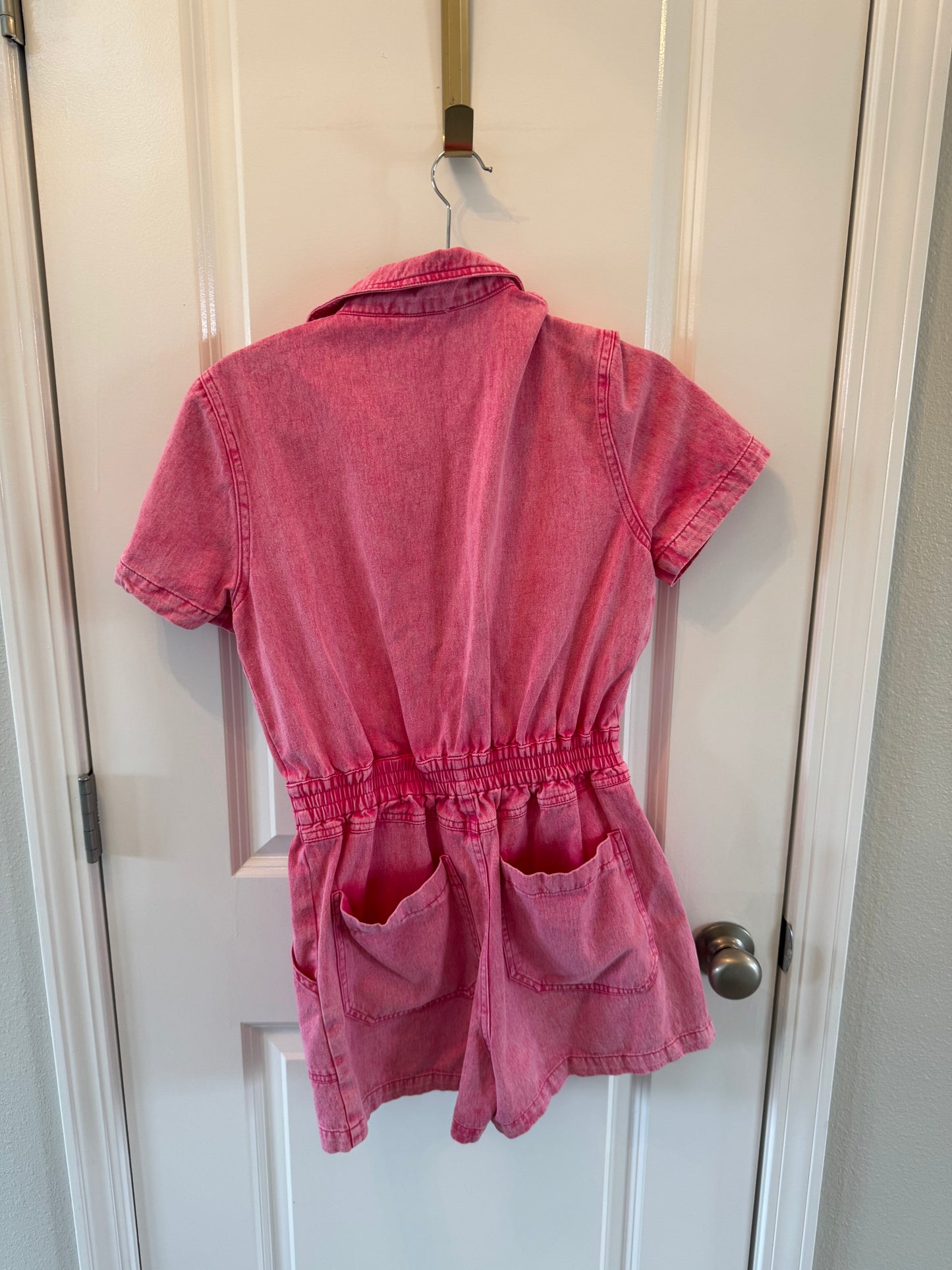 Elan Kelly Acid Wash Denim Romper Women’s Small Pink