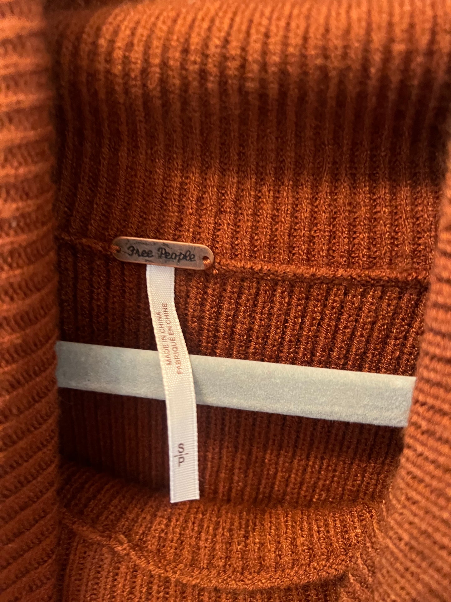 Free People Chunky Knit Sweater Cowl Neck Women’s Small Burnt Rust