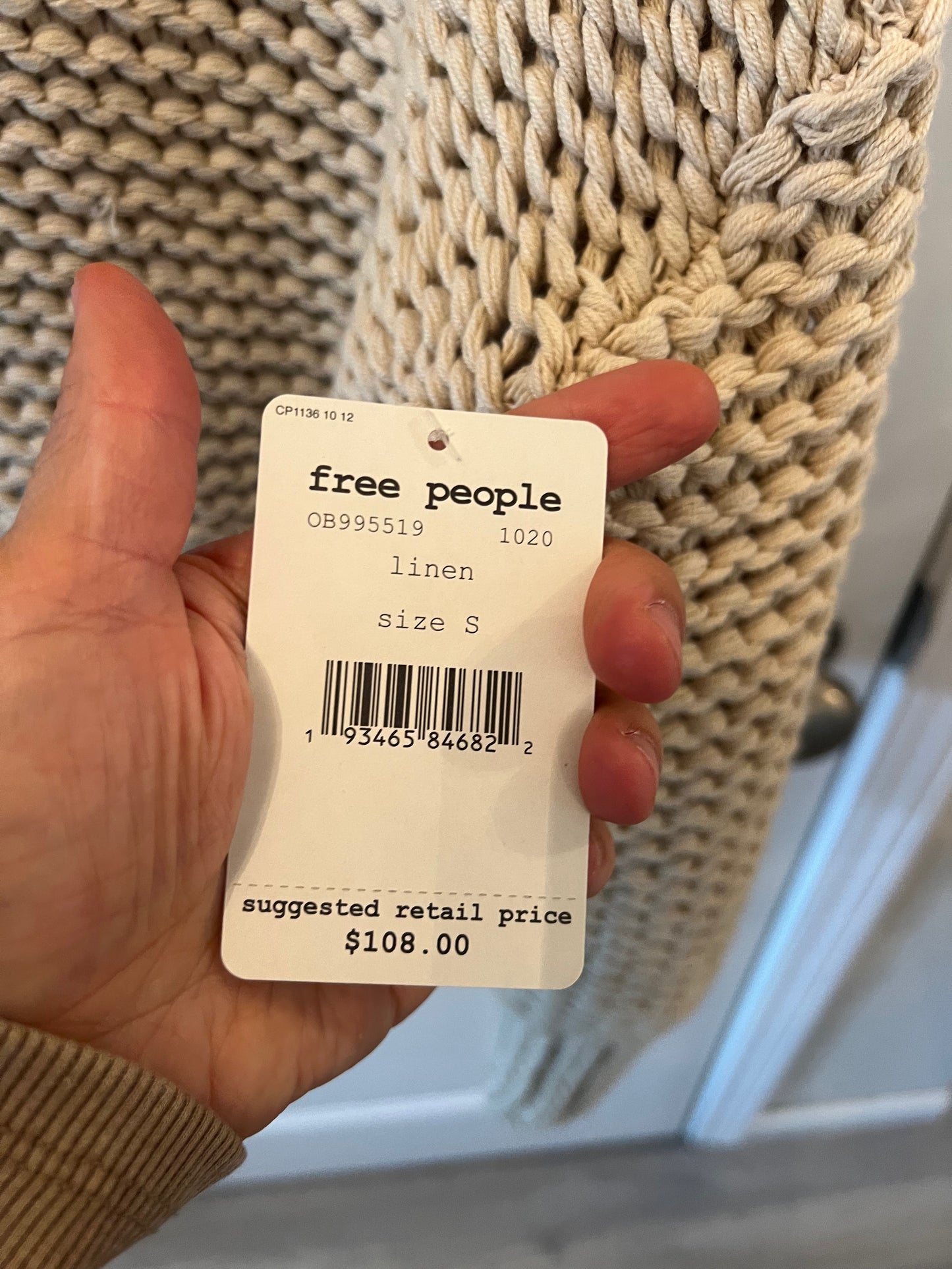 Free People Loose Knit Chunky Sweater Women’s Size Small Linen