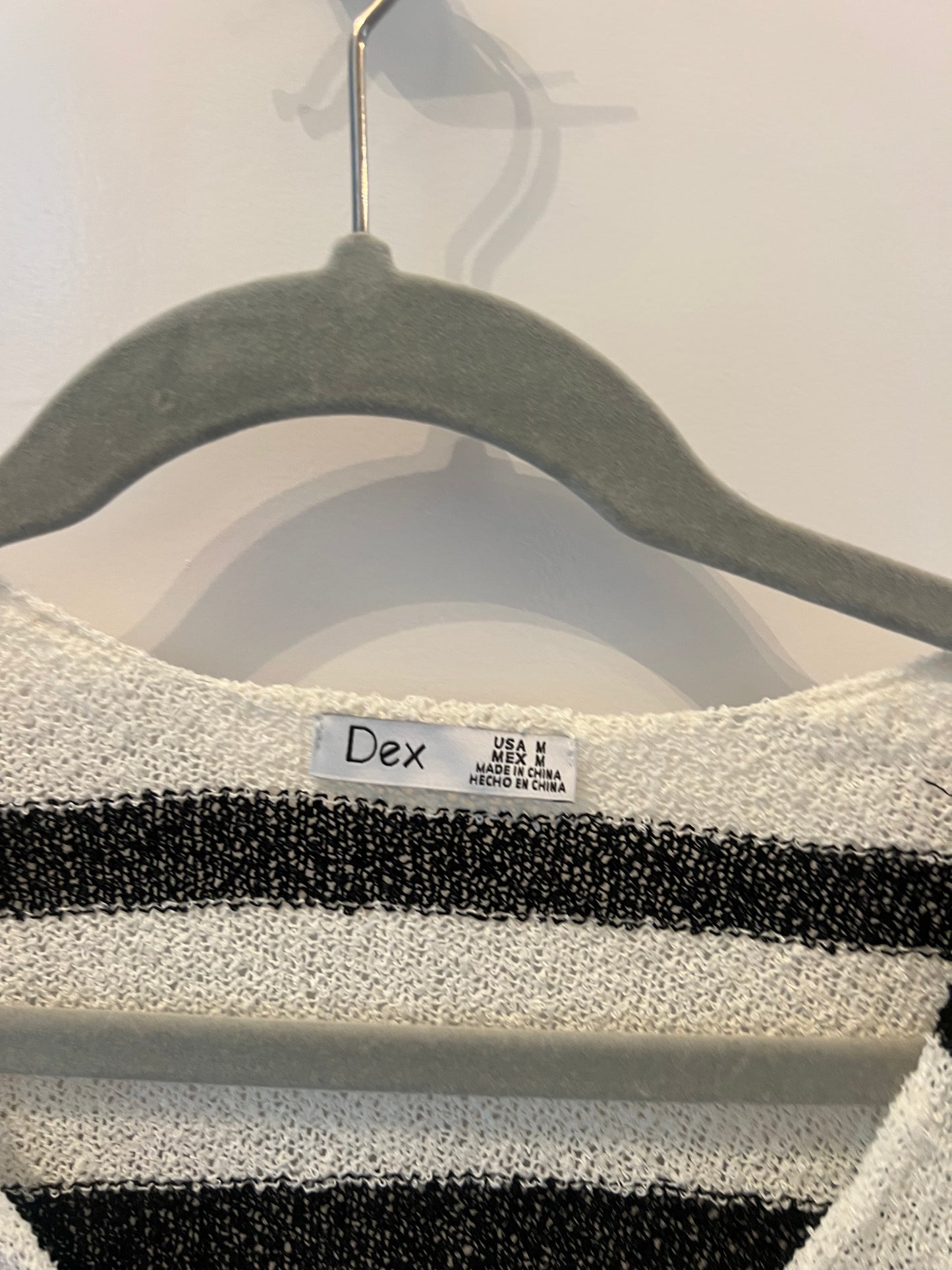 Stripe Knit Long Sleeve Top Women’s Size Medium White Black