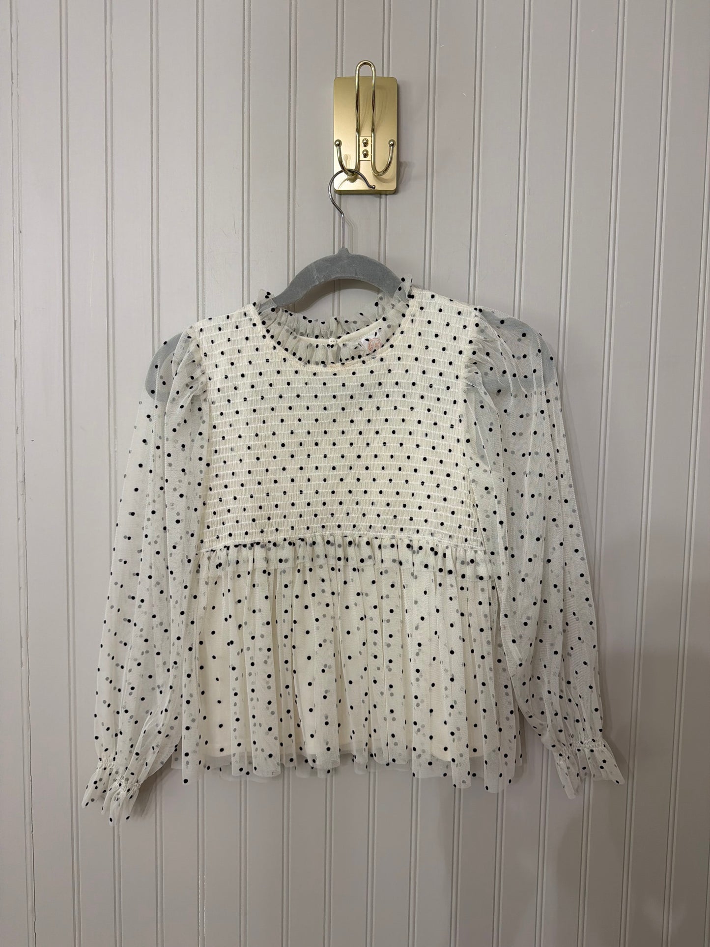 Polka Dot Top Girl’s Size Large (10/12) White