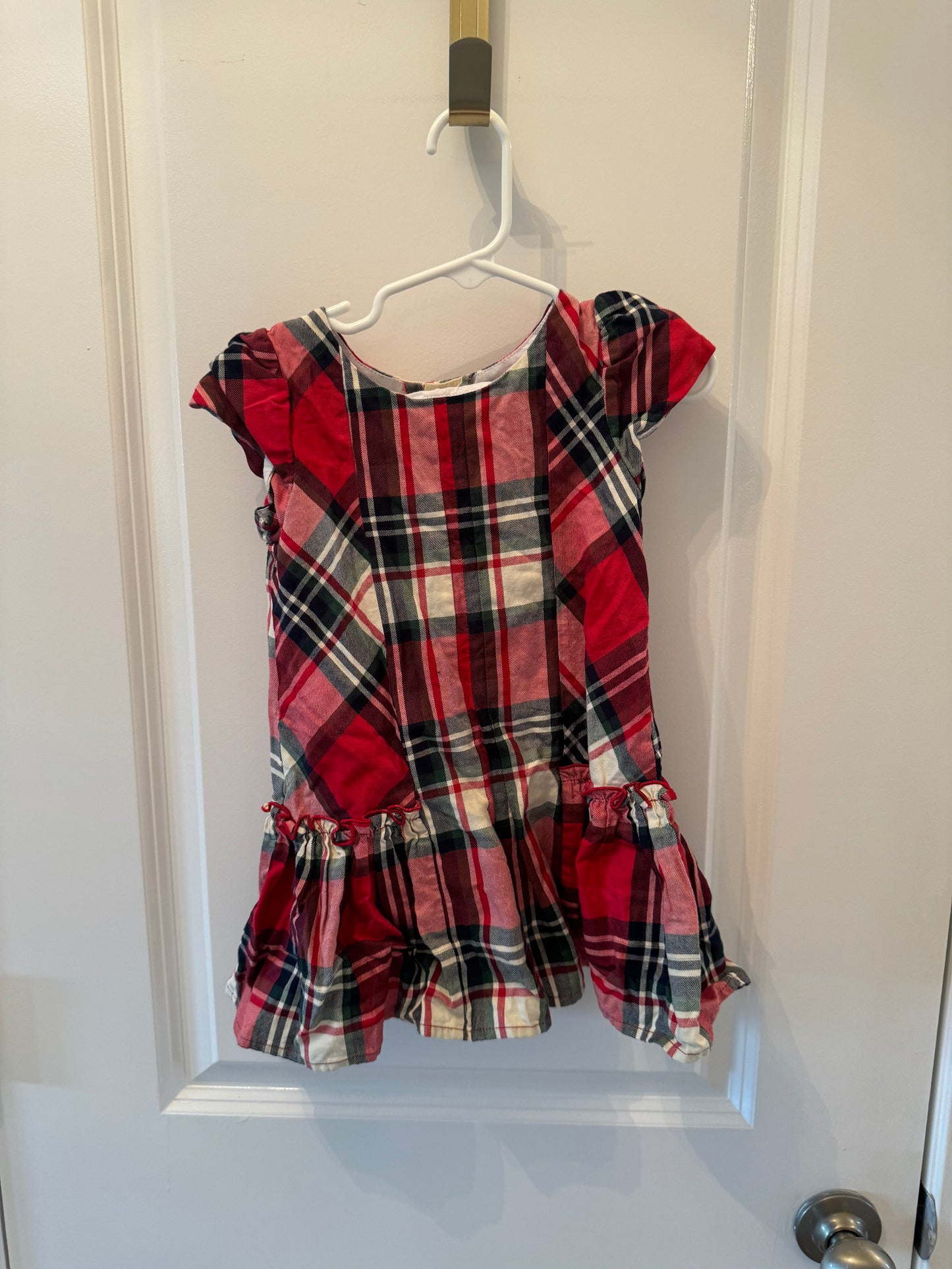 La Fleur & Le Papillon Plaid Dress Toddler Girl Size 3T Red