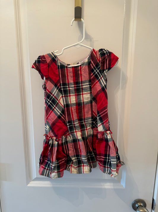 La Fleur & Le Papillon Plaid Dress Toddler Girl Size 3T Red