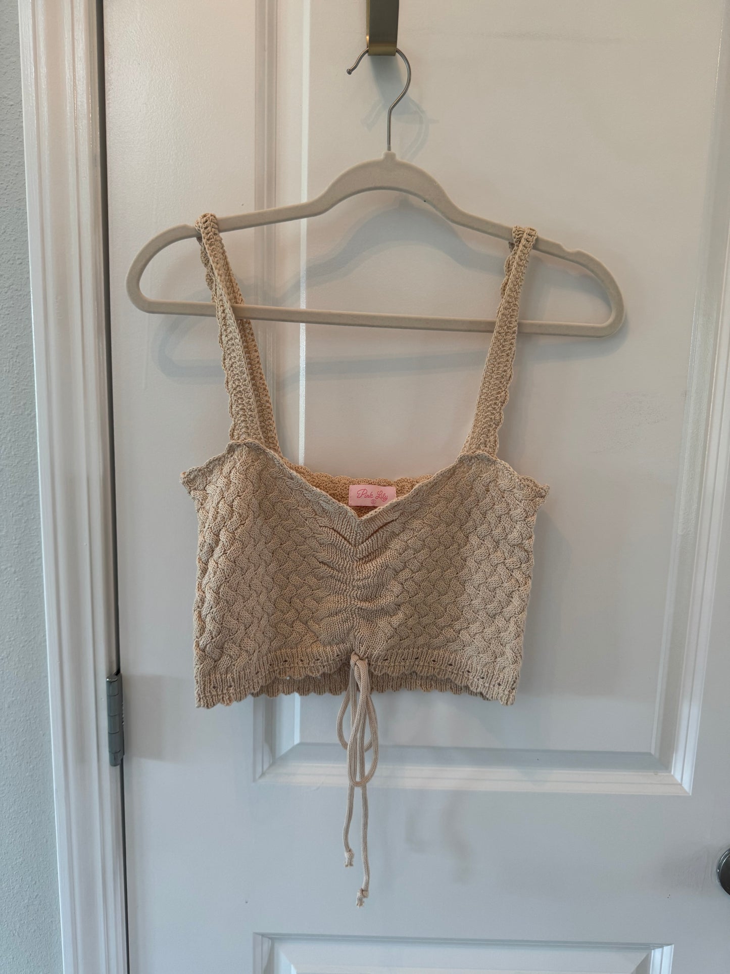 Pink Lily Stop the Music Crochet Tank Women’s Small