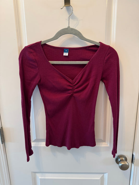 Old Navy Cinch VNeck Top Women’s Size XS Burgundy