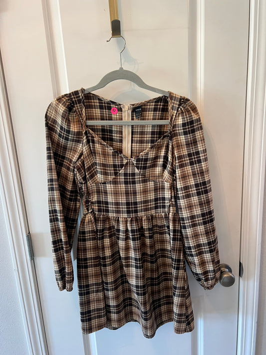 Plaid Bustier Dress Women’s Size XS Brown