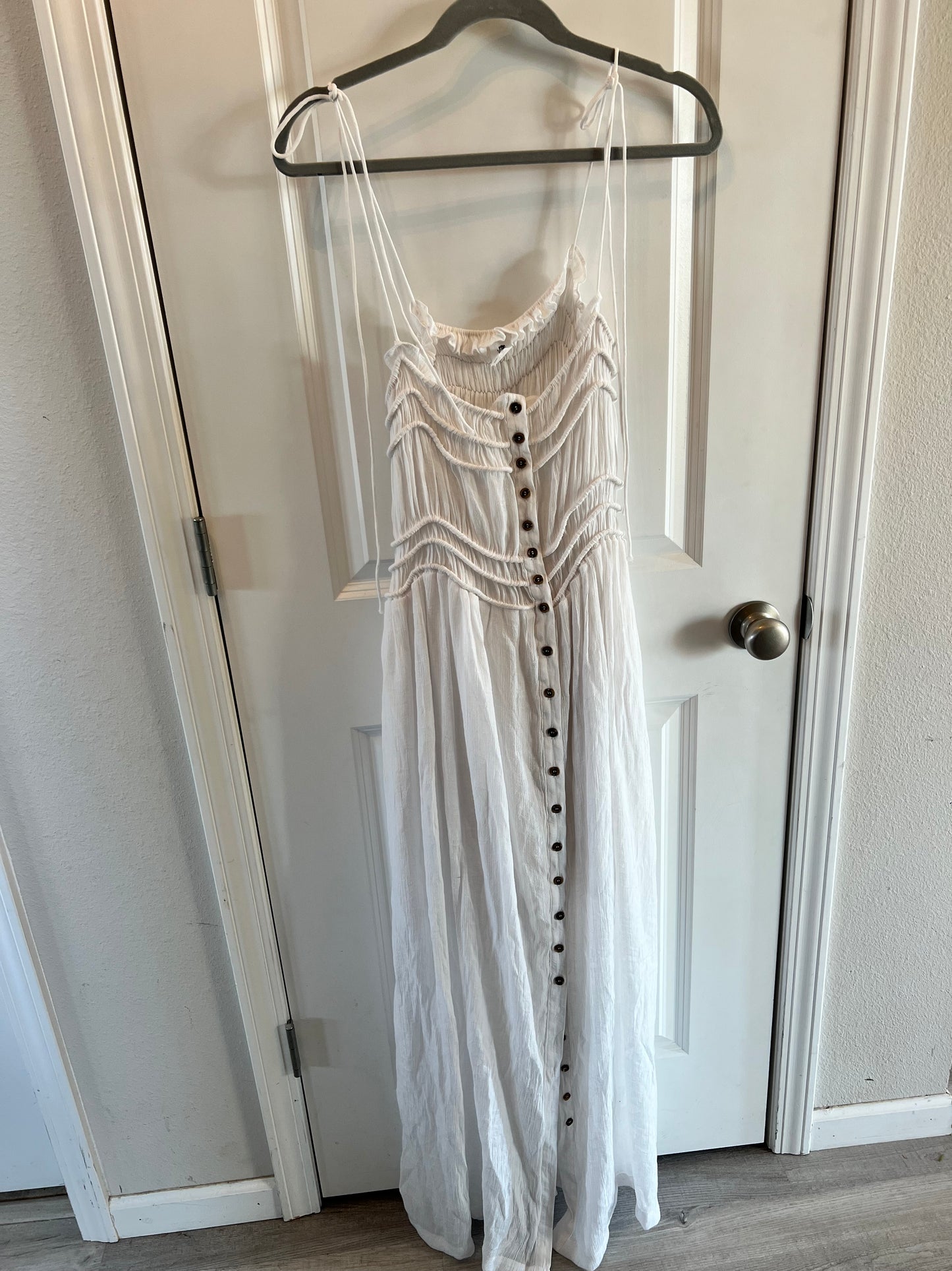 Button Front Maxi Summer Dress Women’s Size Large 12-14 White