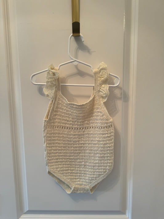 Zara Crochet Knit Bodysuit Toddler Girl’s Size 3-4 Years Cream