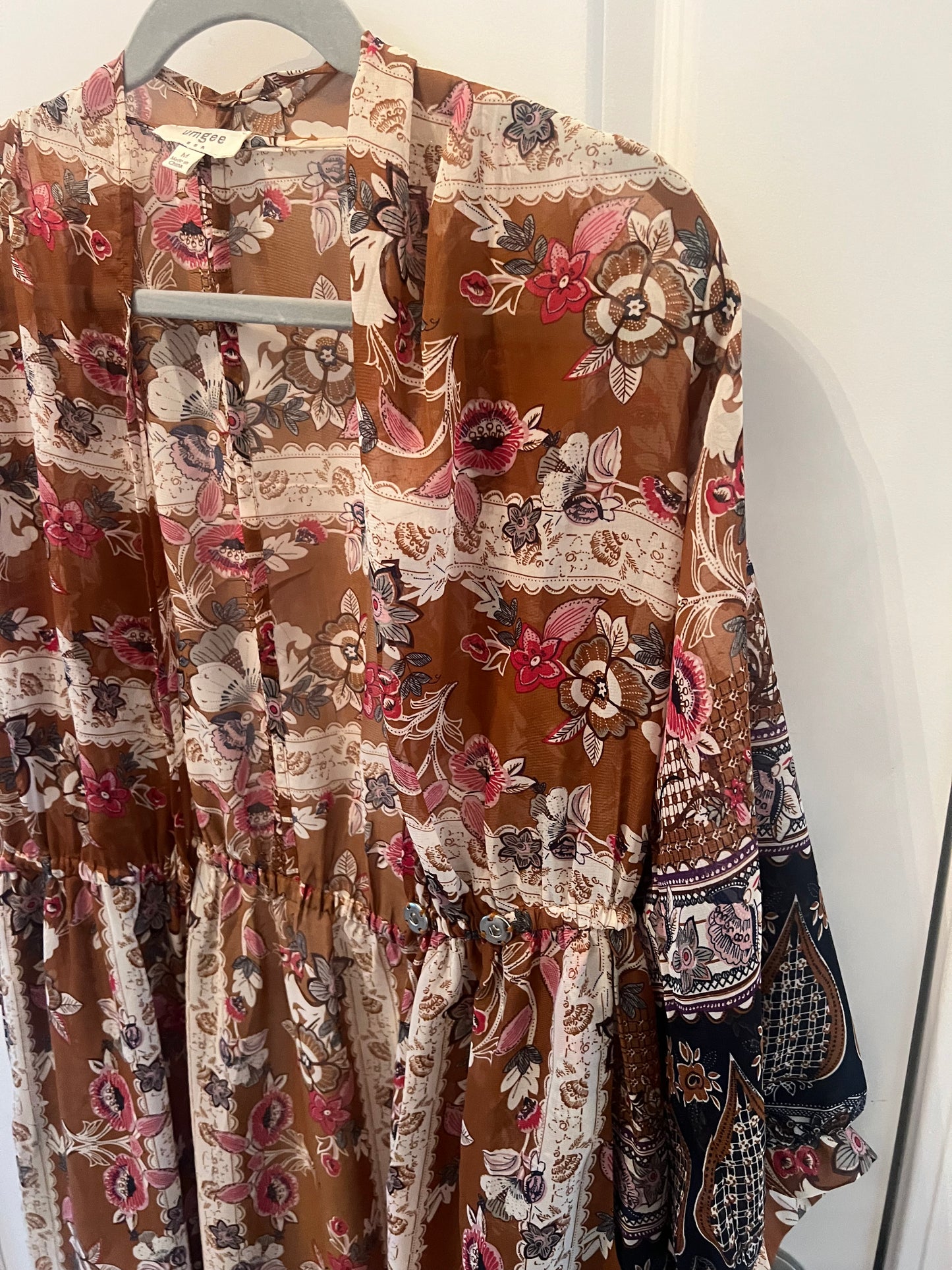 Umgee Floral Duster Kimono Women’s Size Medium Brown