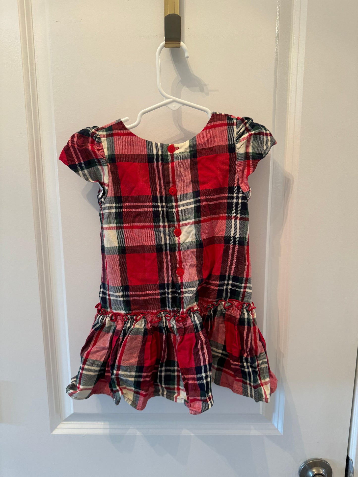 La Fleur & Le Papillon Plaid Dress Toddler Girl Size 3T Red
