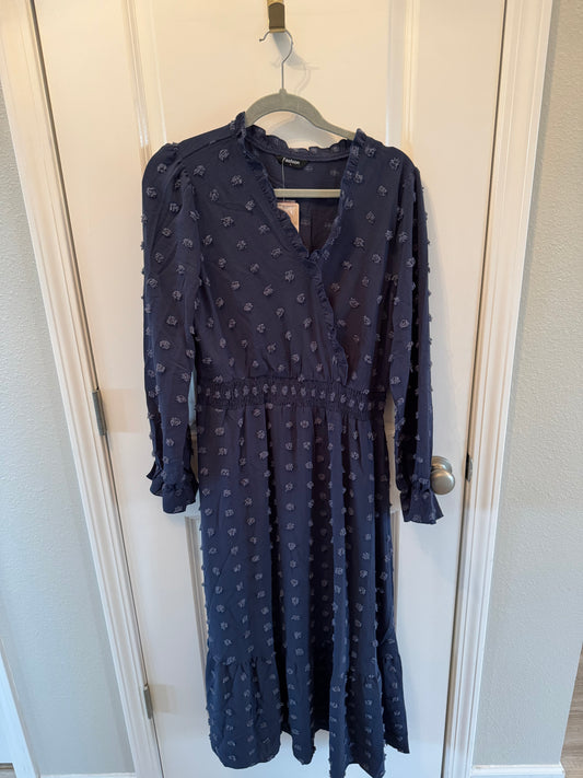 VNeck Midi Dress Women’s Large Navy NWT