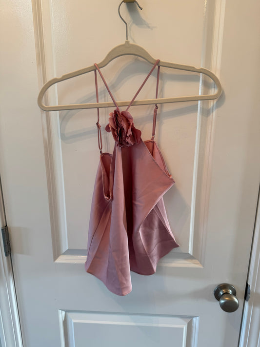 Blu Pepper Top w Rosette Women’s Small Mauve