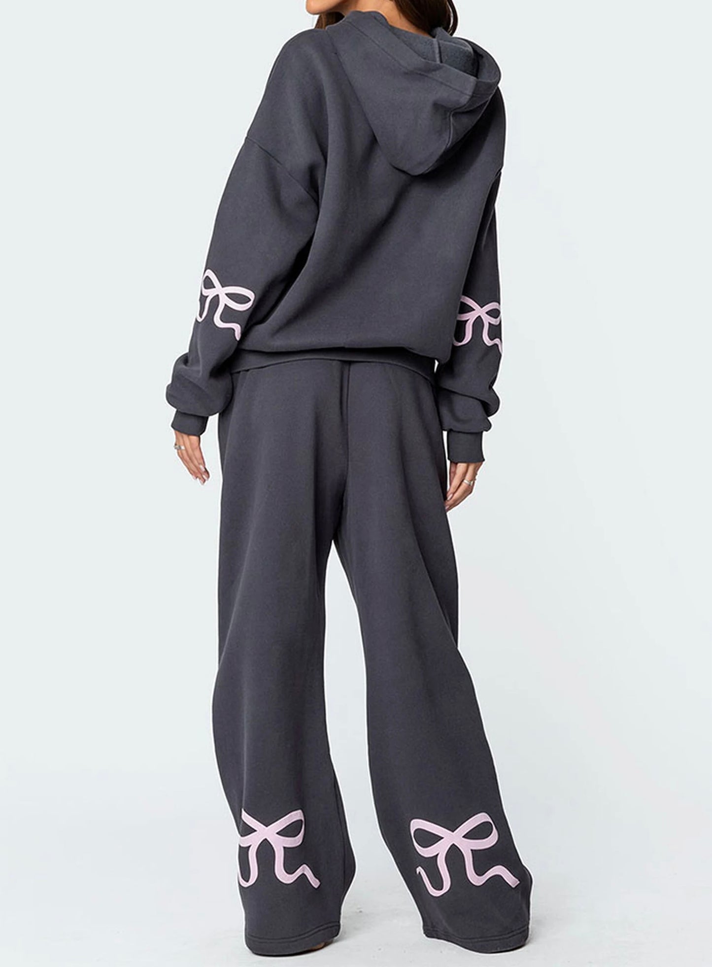 Edikted Bonney Bow Detail Matching Set Women’s Medium Dark Gray