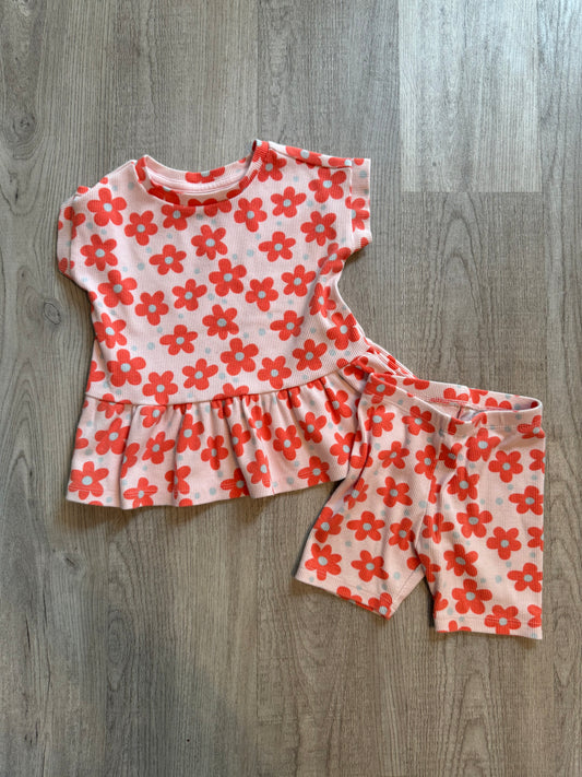 Cat & Jack Daisy Print Matching Set Toddler Girl Size 3T Pink Orange