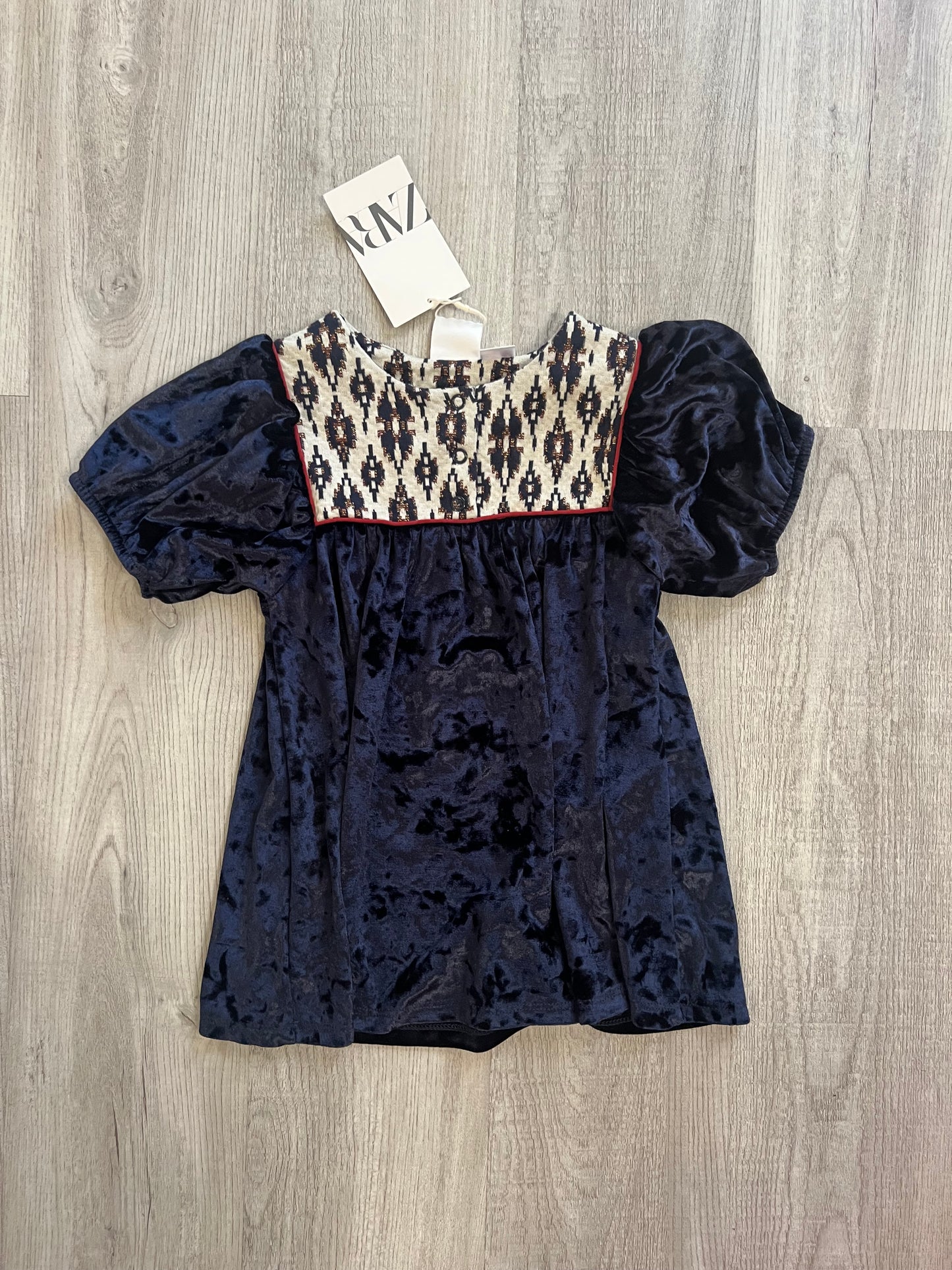 Zara Velvet Dress Toddler Gurl Size 2-3 Years Navy