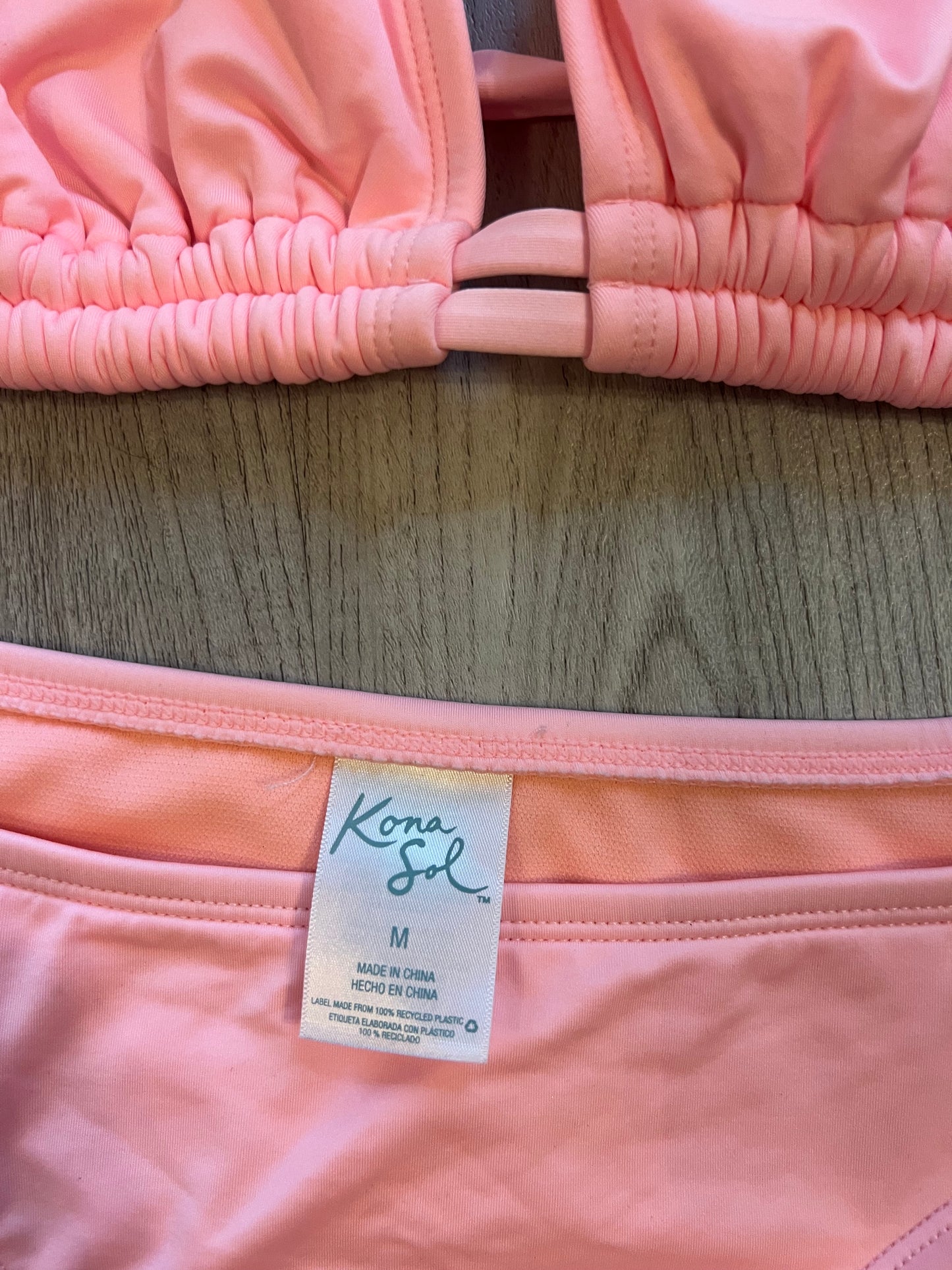 Kona Sol String Bikini Women’s Size Medium/Large Neon Coral