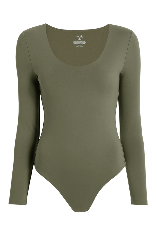 Nuuds Long Sleeve Scoop Neck Bodysuit Women’s Small Olive