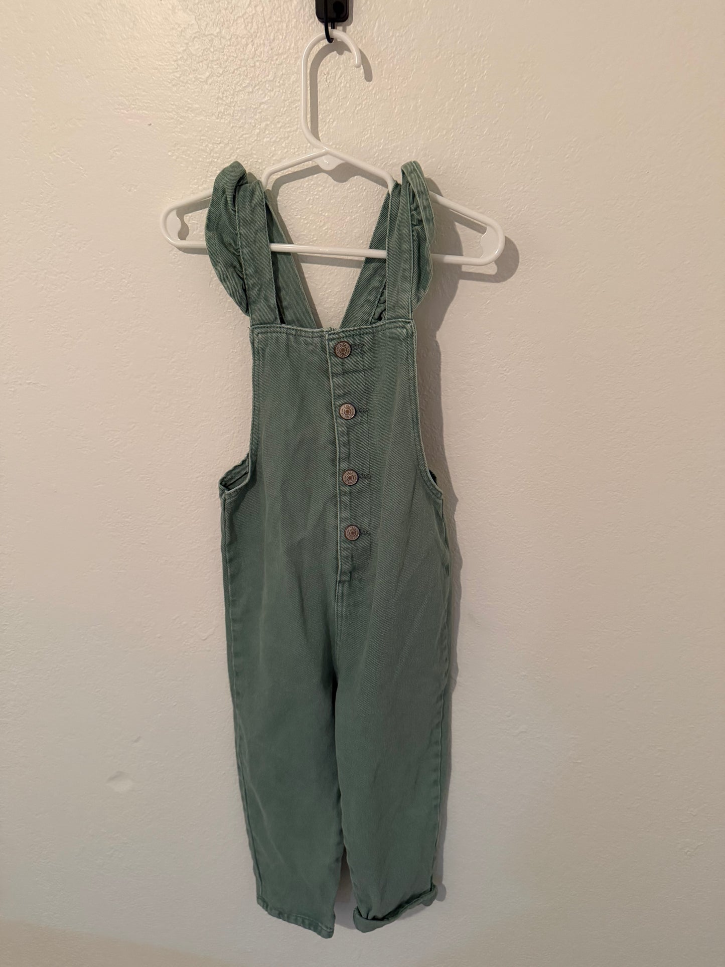 Zara Denim Overalls Toddler Size 3-4 Years Green