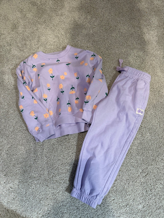 Toddler girl purple flower set size 4/5