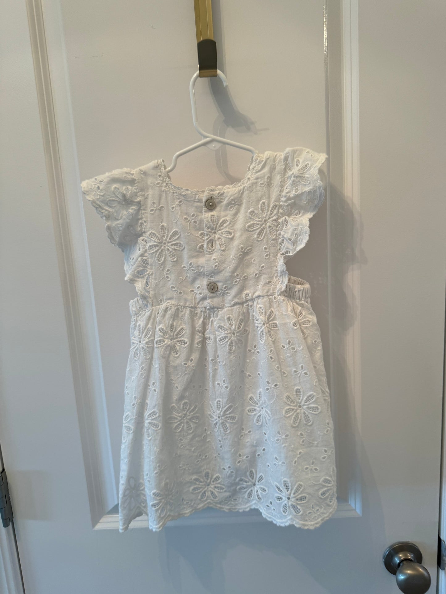 Zara Eyelet Dress w Ruffles Toddler Girl Size 2-3 Years White