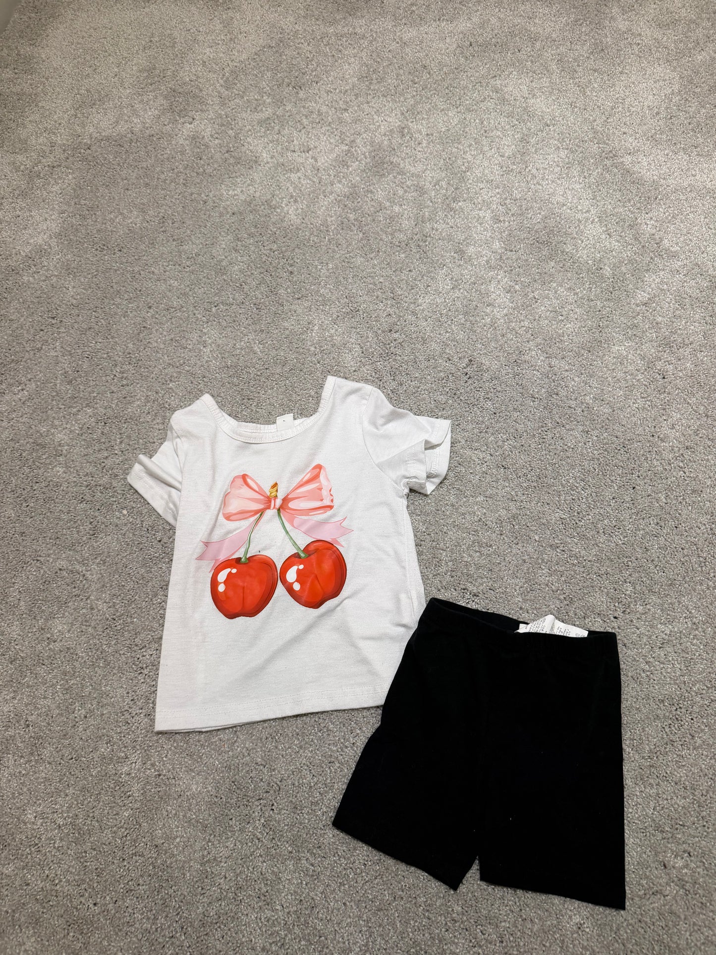 Cherry Top & Shorts Outfit Toddler Size 4 Years