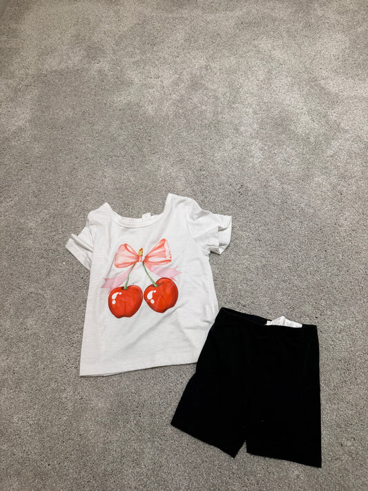 Cherry Top & Shorts Outfit Toddler Size 4 Years