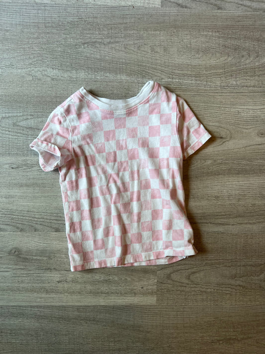 Old Navy Checker Print Tee Toddler Girl Size 3T Pink