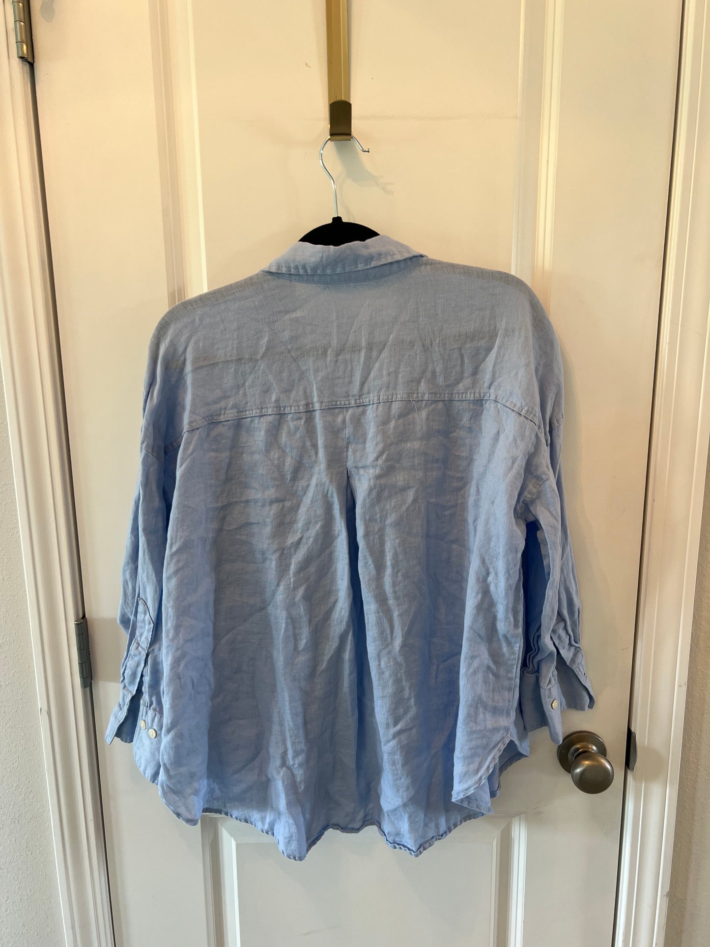 Zara Button Front Long Sleeve Chambray Top Women’s Size Small 4-6 Blue