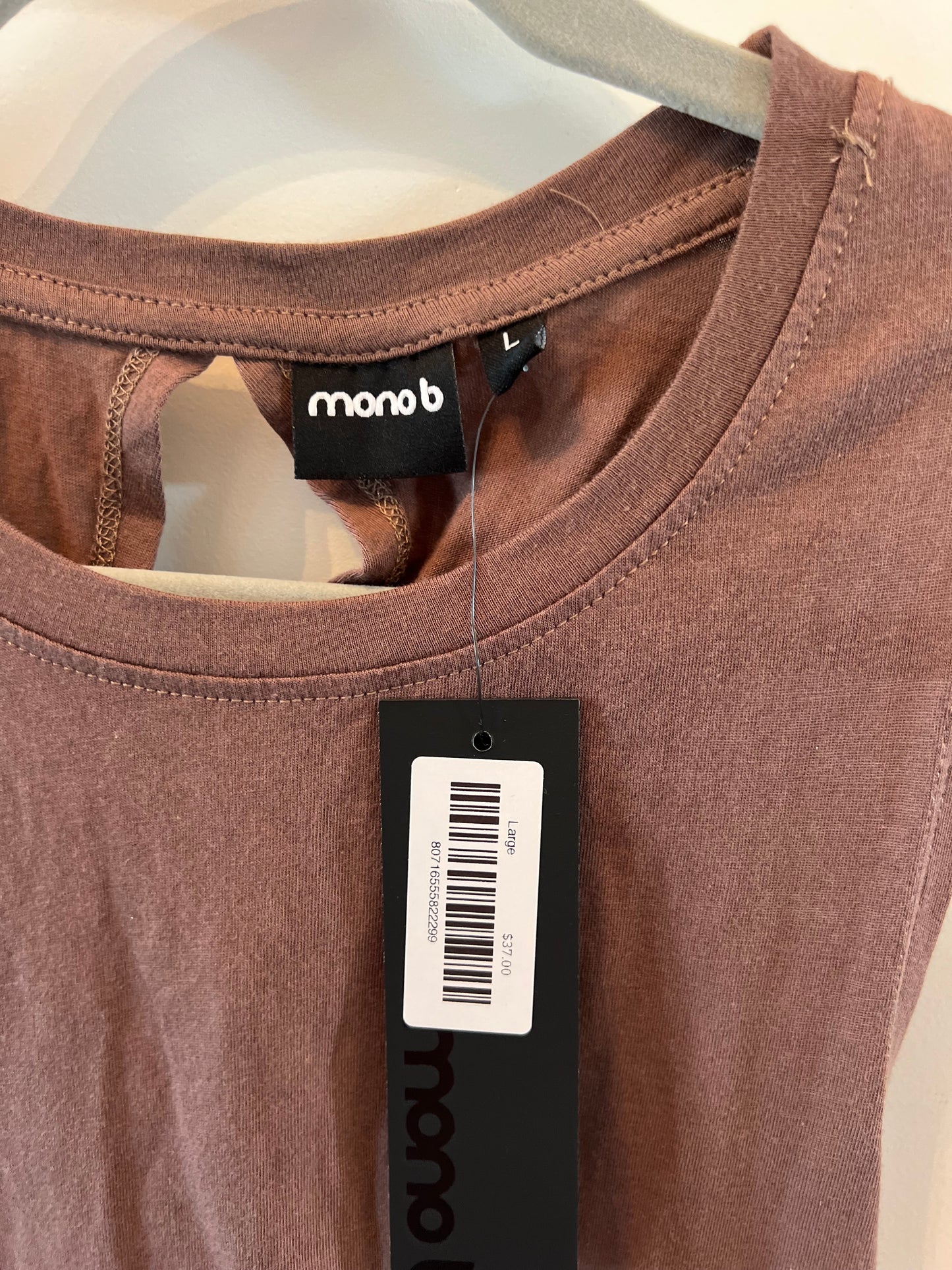 Mono B Twist Back Active Tank Women’s Large Brown NWT