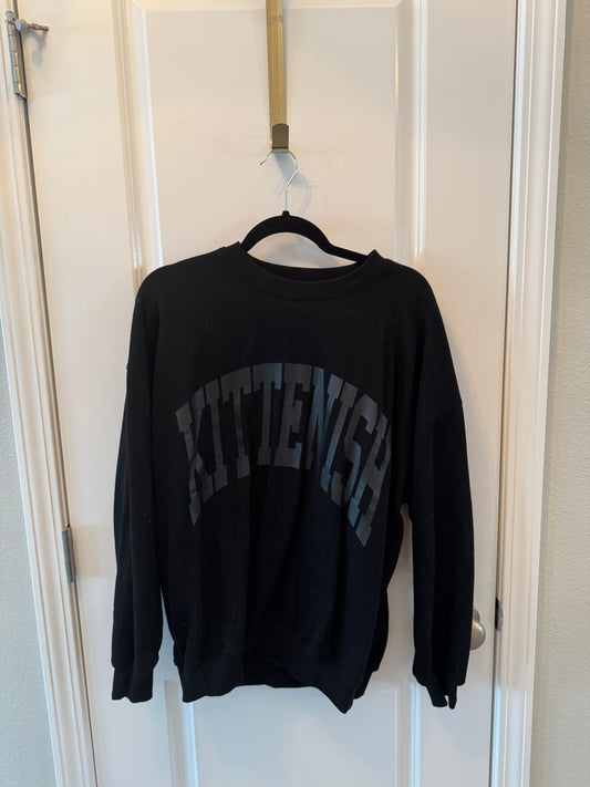 Kittenish Crewneck Sweatshirt Women’s Size Medium Black