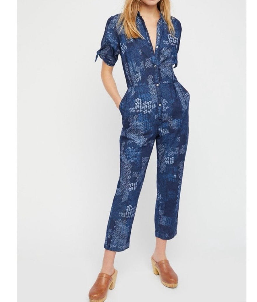 Free People Indigo Daze Jumpsuit Women’s XS