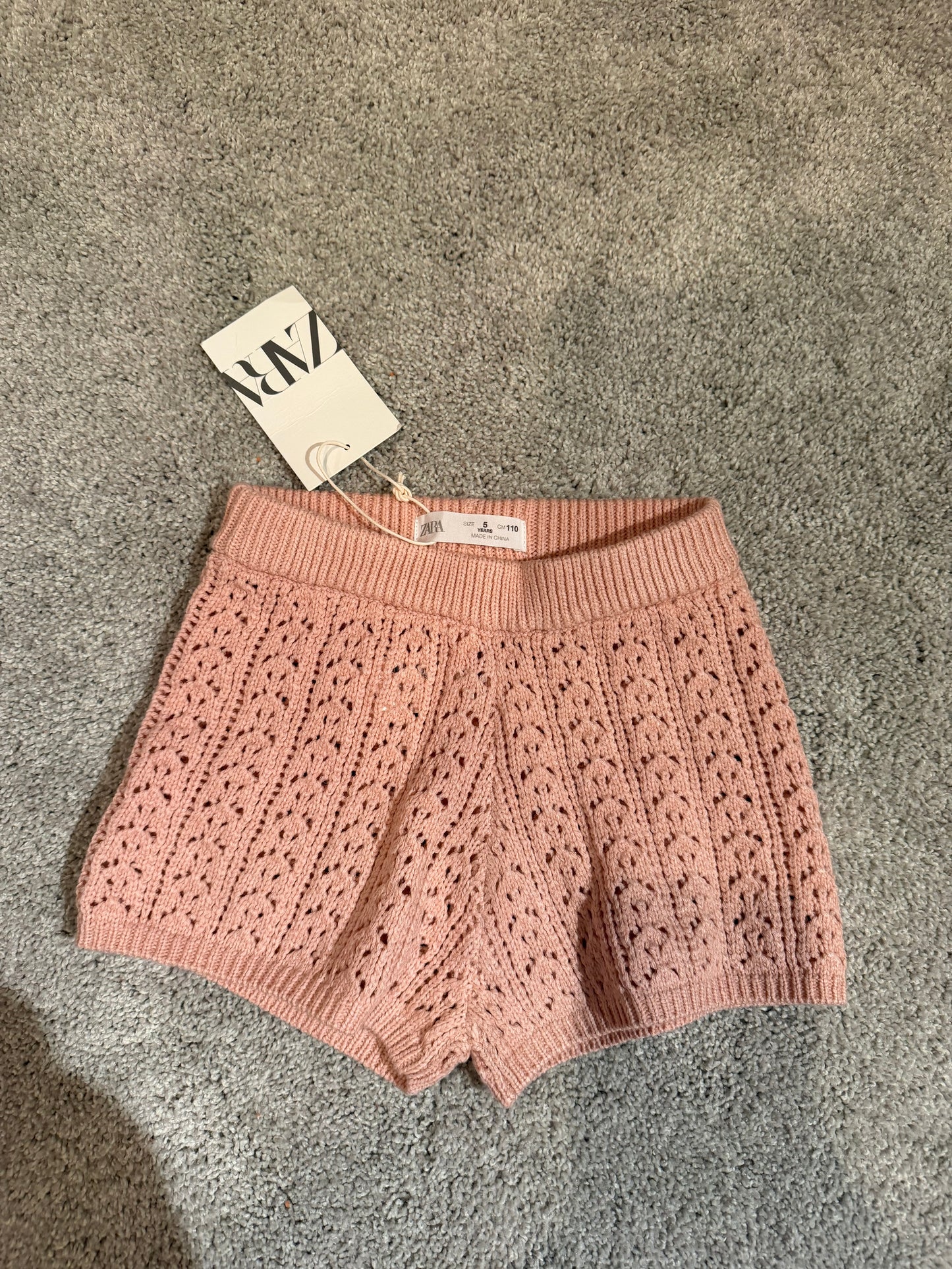 Zara Knit Floral Shorts Girl’s Size 5 NWT
