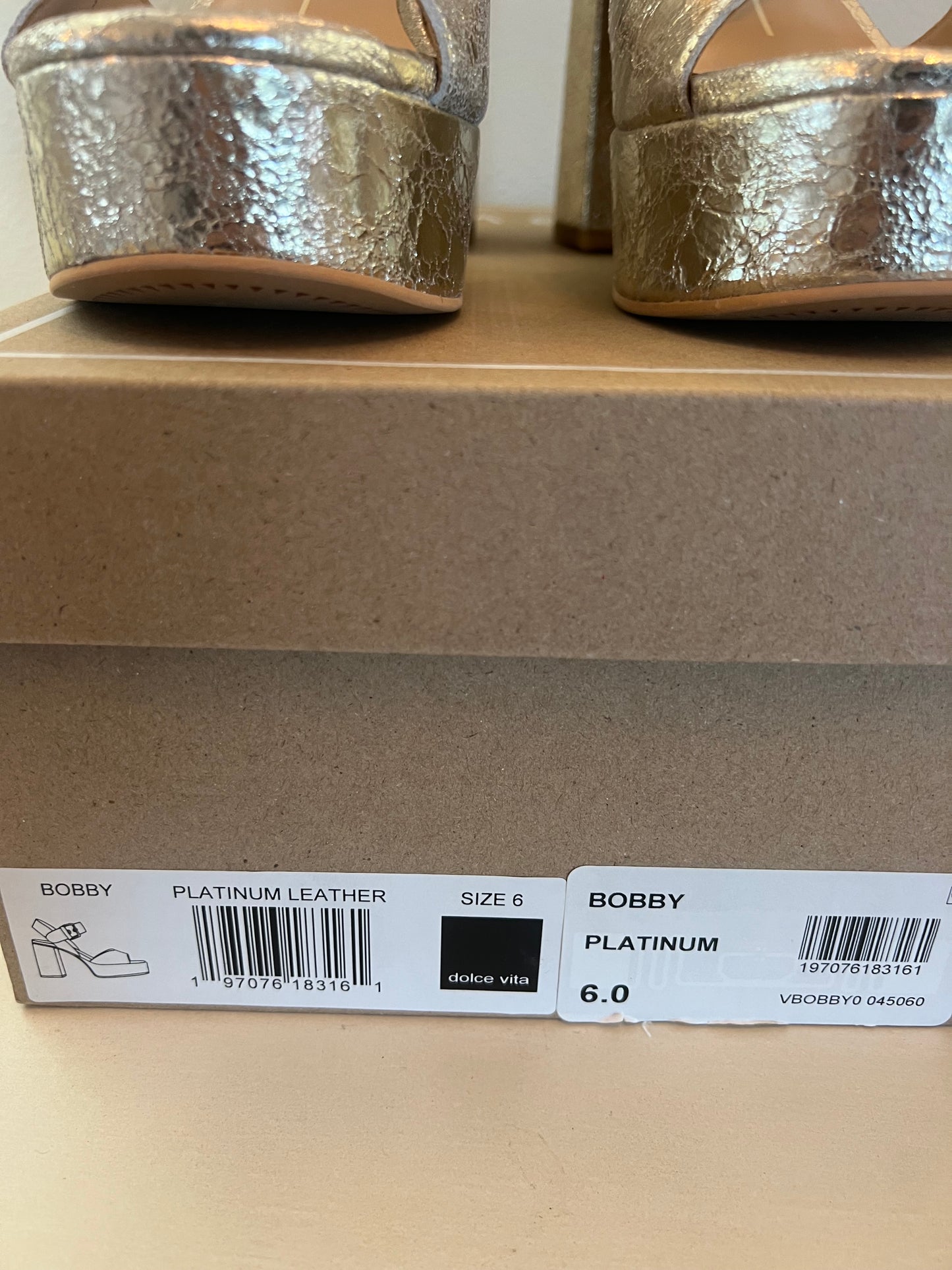 Dolce Vita Platinum Leather Heels Size 6
