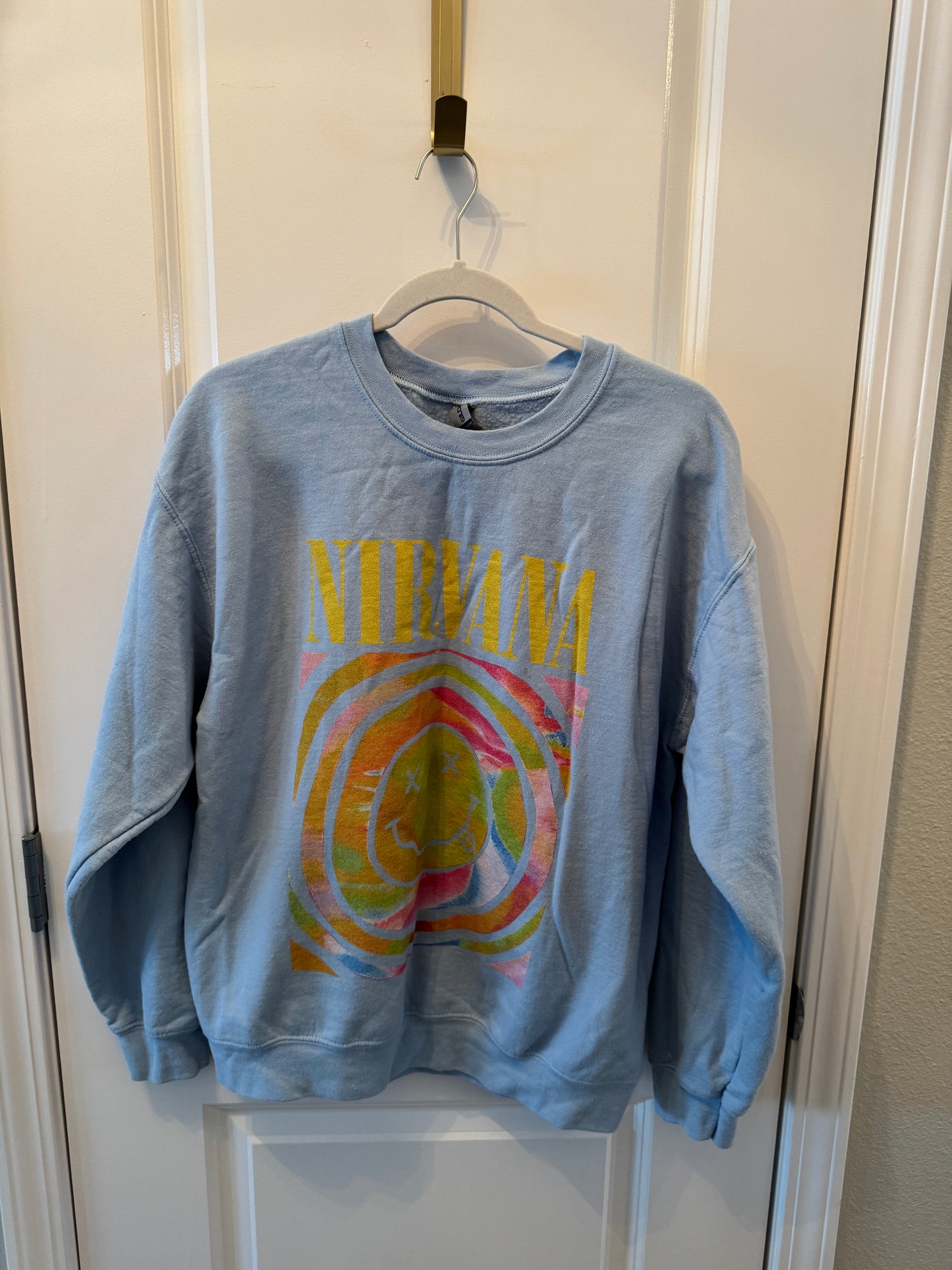 Nirvana Graphic Band Sweatshirt Unisex Adult Size Large Blue