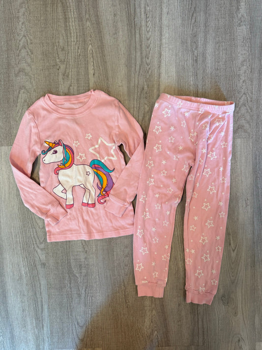 Rainbow Unicorn Pajamas Matching Set Youth Girl’s Size 5 Years Pink