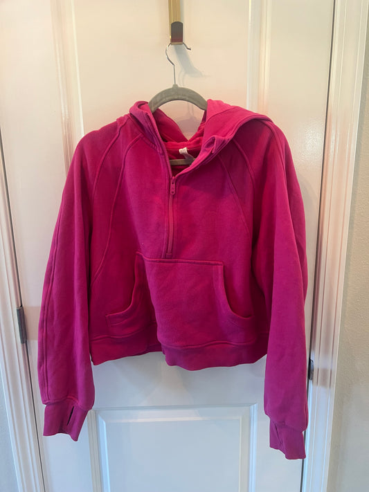 Crazy Yoga Half Zip Hooded Pullover Women’s Size Medium Hot Pink