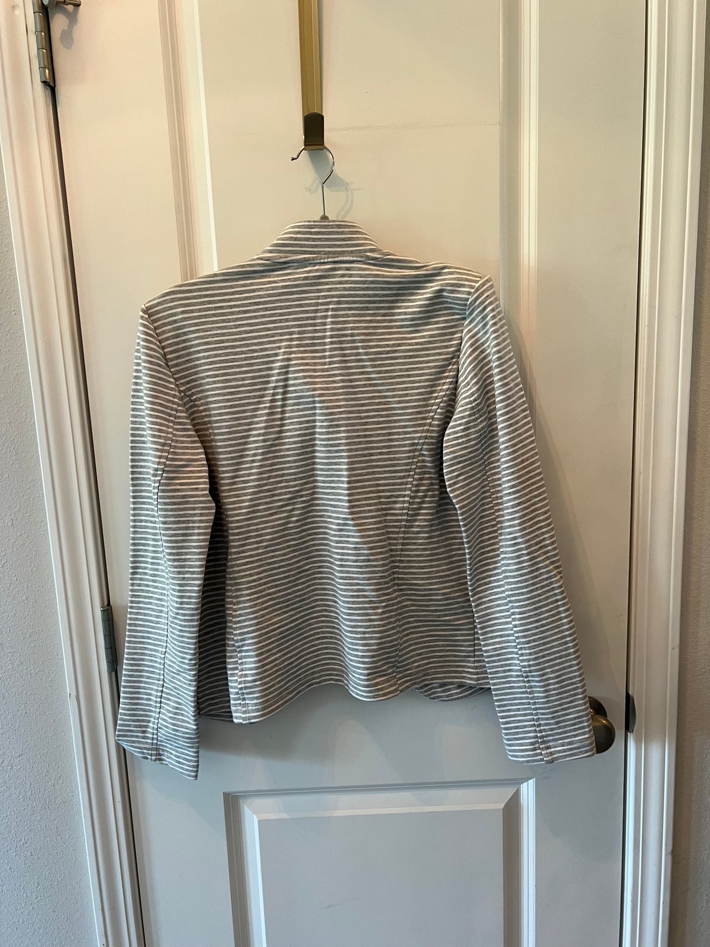 Tommy Hilfiger Striped Puff Sleeve Jacket Women’s Size Medium Gray