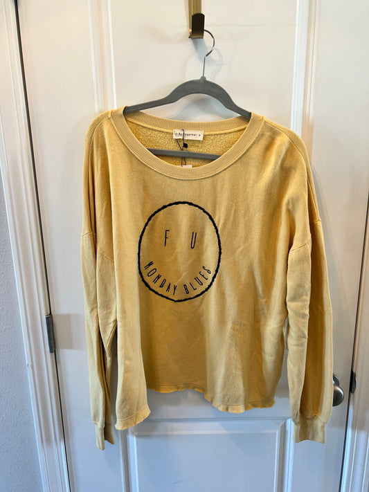 By Together Smiley Face Long Sleeve Crewneck Women’s Medium Yellow NWT