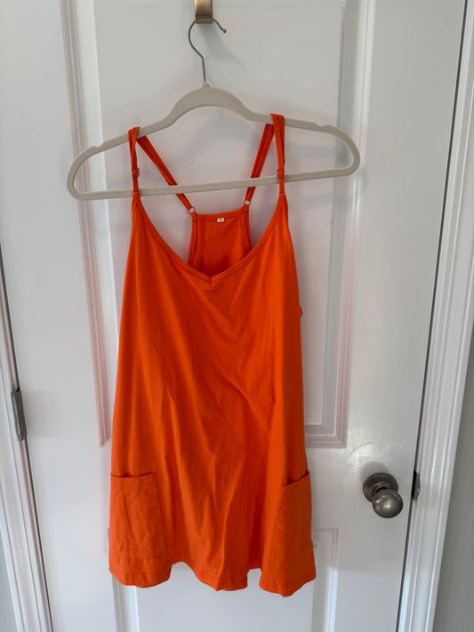 Loose Fit Pullover Dress w Pockets Women’s Medium Orange