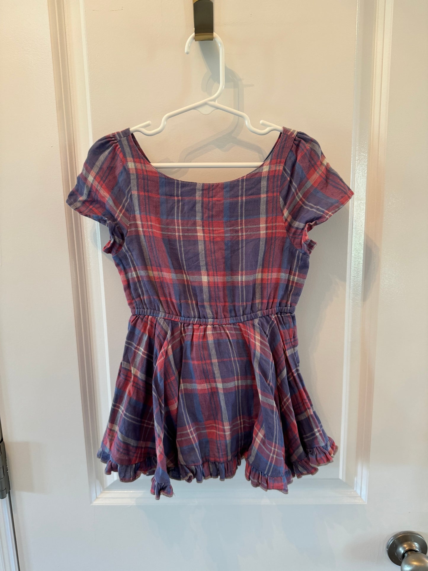 Little Minis Plaid Button Front Dress Toddler Girl Size 4T Purple